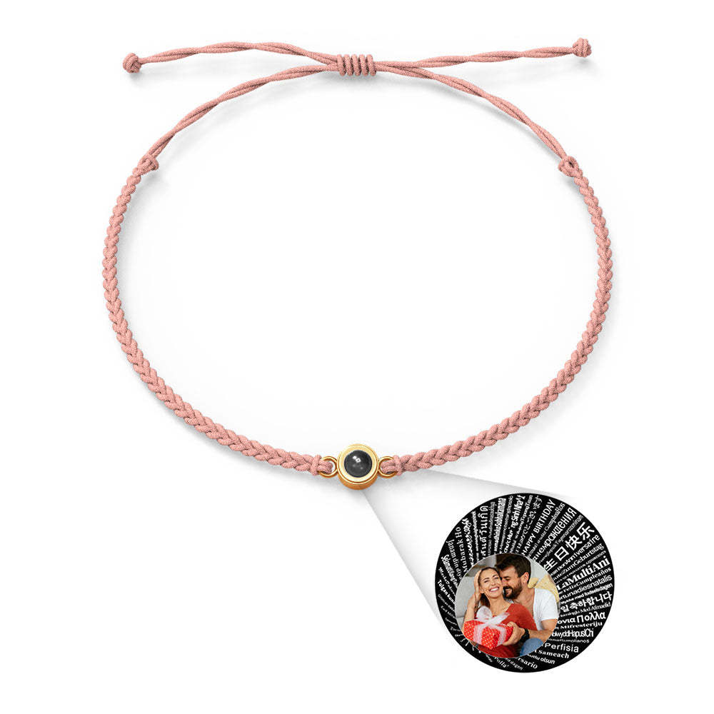 Personalized Photo Projection Charm Bracelet Multiple Colors Styles I love you in 100 languages Minimalist Photo Jewelry Birthday Gift for Her - yournamenecklaceuk