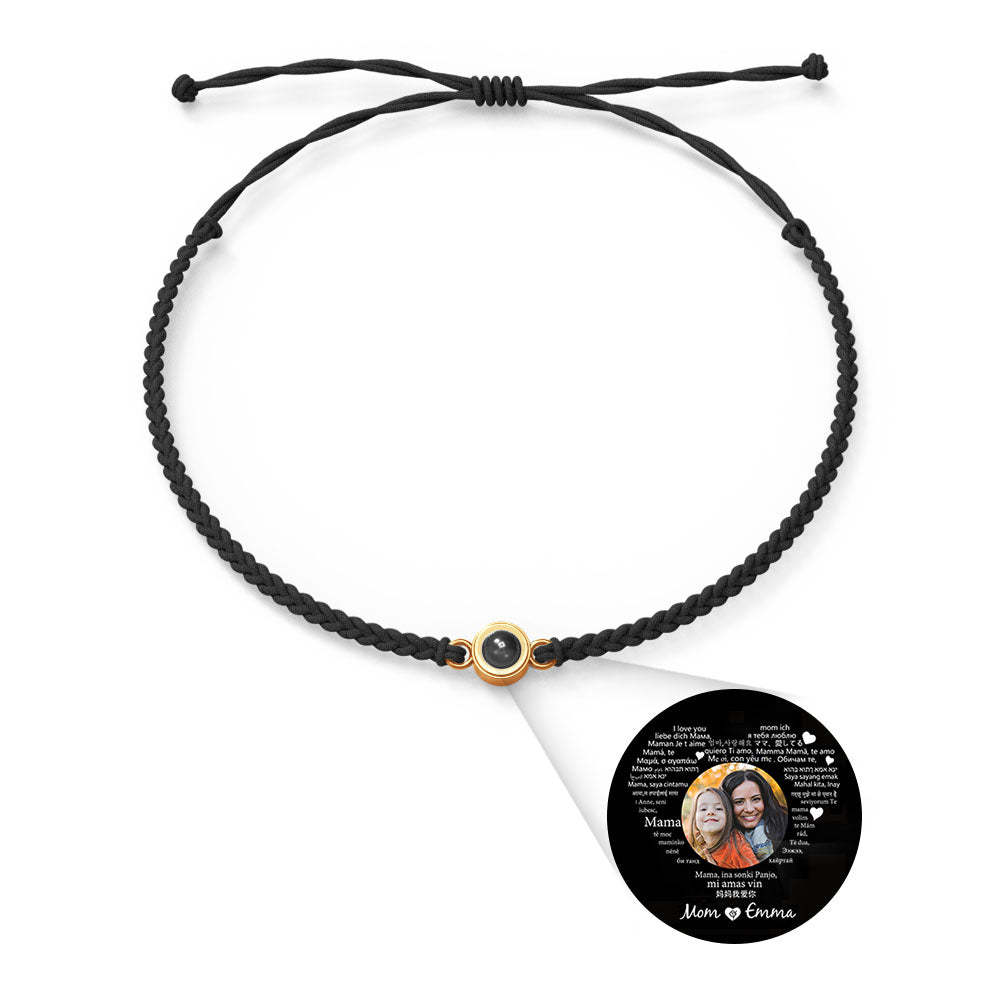Personalized Photo Projection Charm Bracelet Multiple Colors Styles I love you in 100 languages Minimalist Photo Jewelry Birthday Gift for Her - yournamenecklaceuk