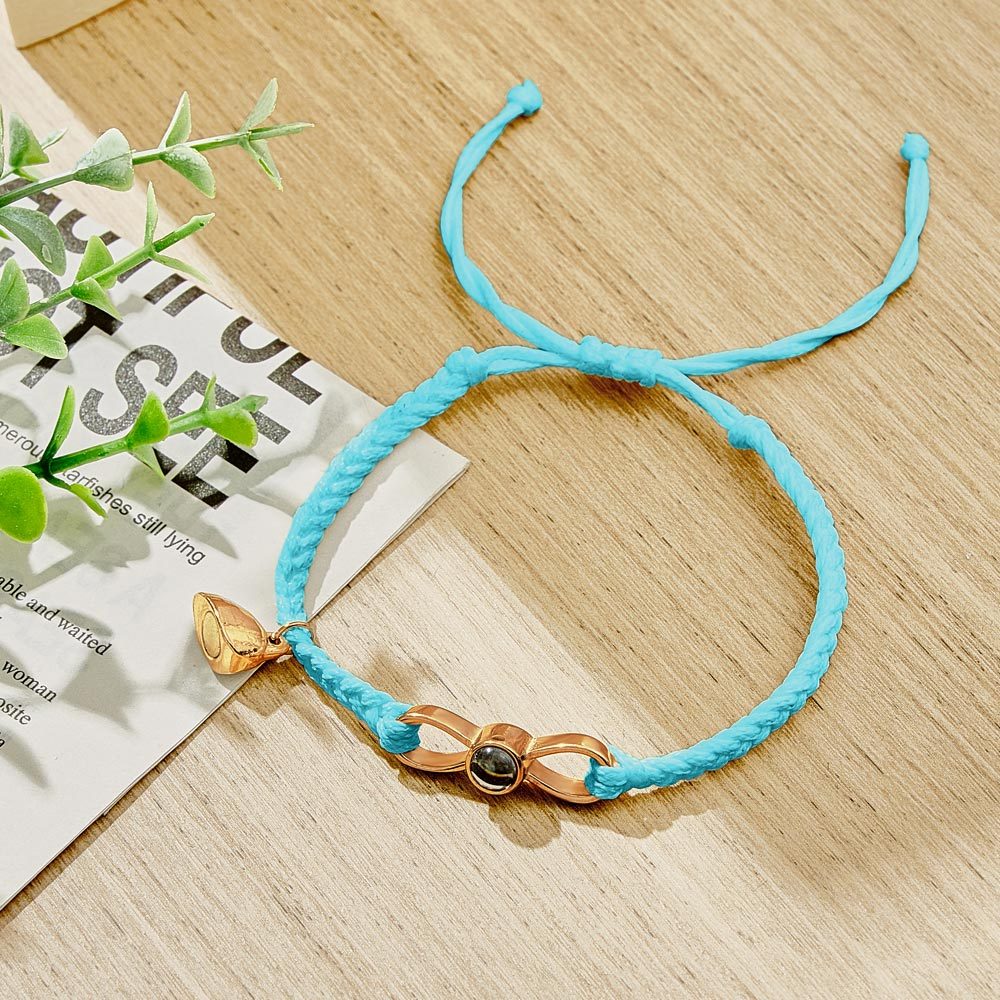 Custom Photo Projection Bracelet Woven Heart Magnetic Bracelet Gift for Couple - yournamenecklaceuk