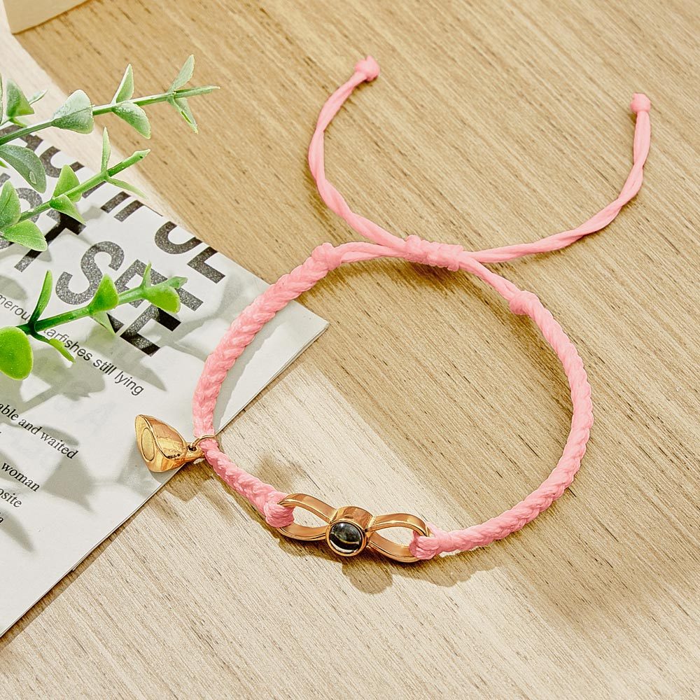 Custom Photo Projection Bracelet Woven Heart Magnetic Bracelet Gift for Couple - yournamenecklaceuk