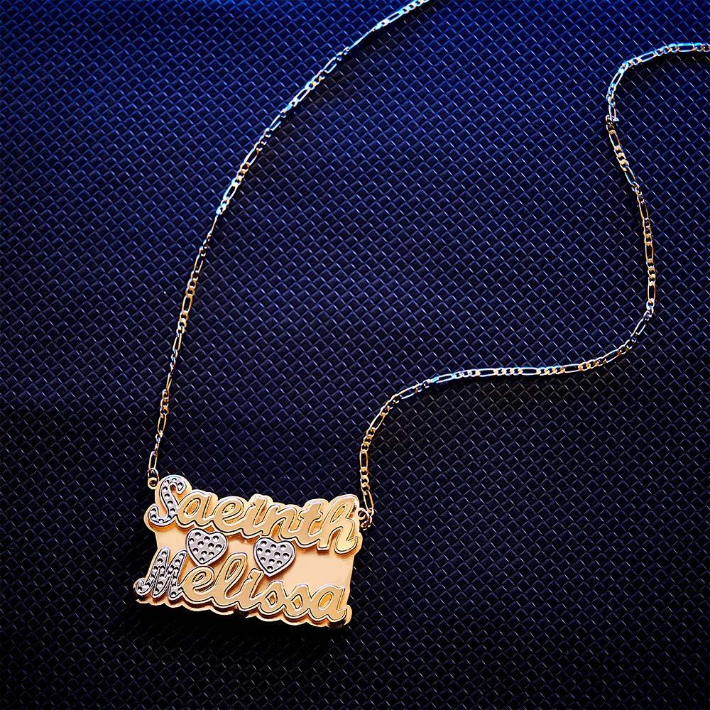 Personalized Two Lines Name Necklace Hip Hop Metal Jewelry Necklace Gifts for Men - yournamenecklaceuk