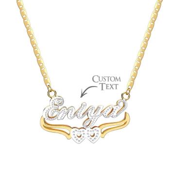 Personalized Name Necklace Double Heart Trendy Necklace Gifts for Men - yournamenecklaceuk