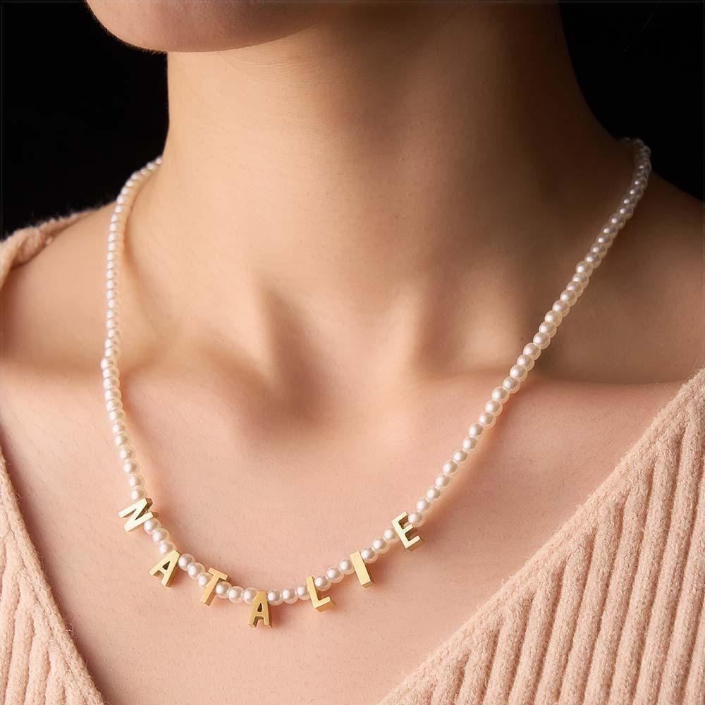 Personalized Pearl Necklace Custom Name Necklace Gift For Her - yournamenecklaceuk