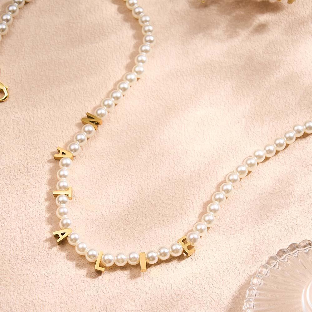 Personalized Pearl Necklace Custom Name Necklace Gift For Her - yournamenecklaceuk