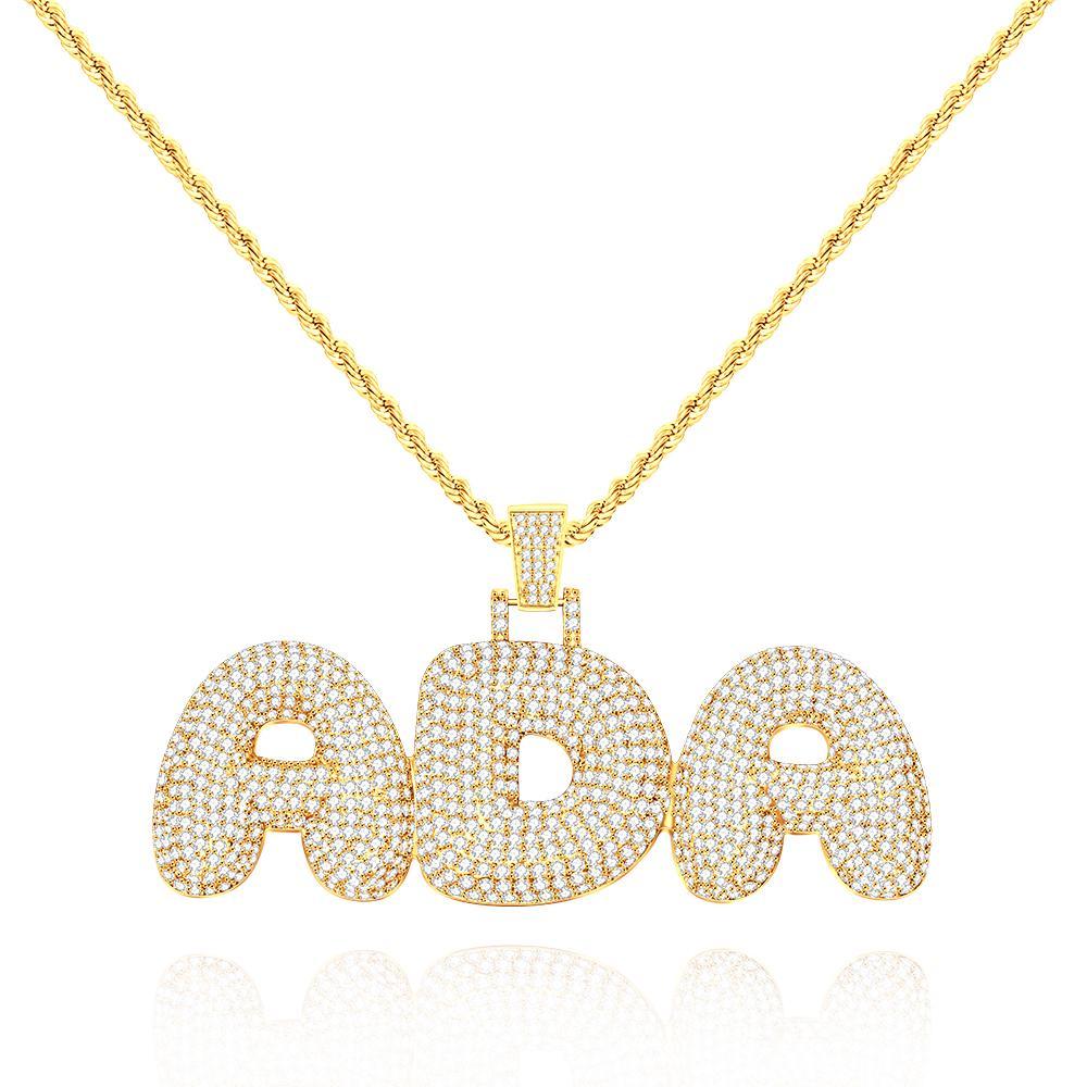 Custom Name Necklace Personalized Bling Initial Letter Chain Hip Hop Necklace for Men Women - yournamenecklaceuk