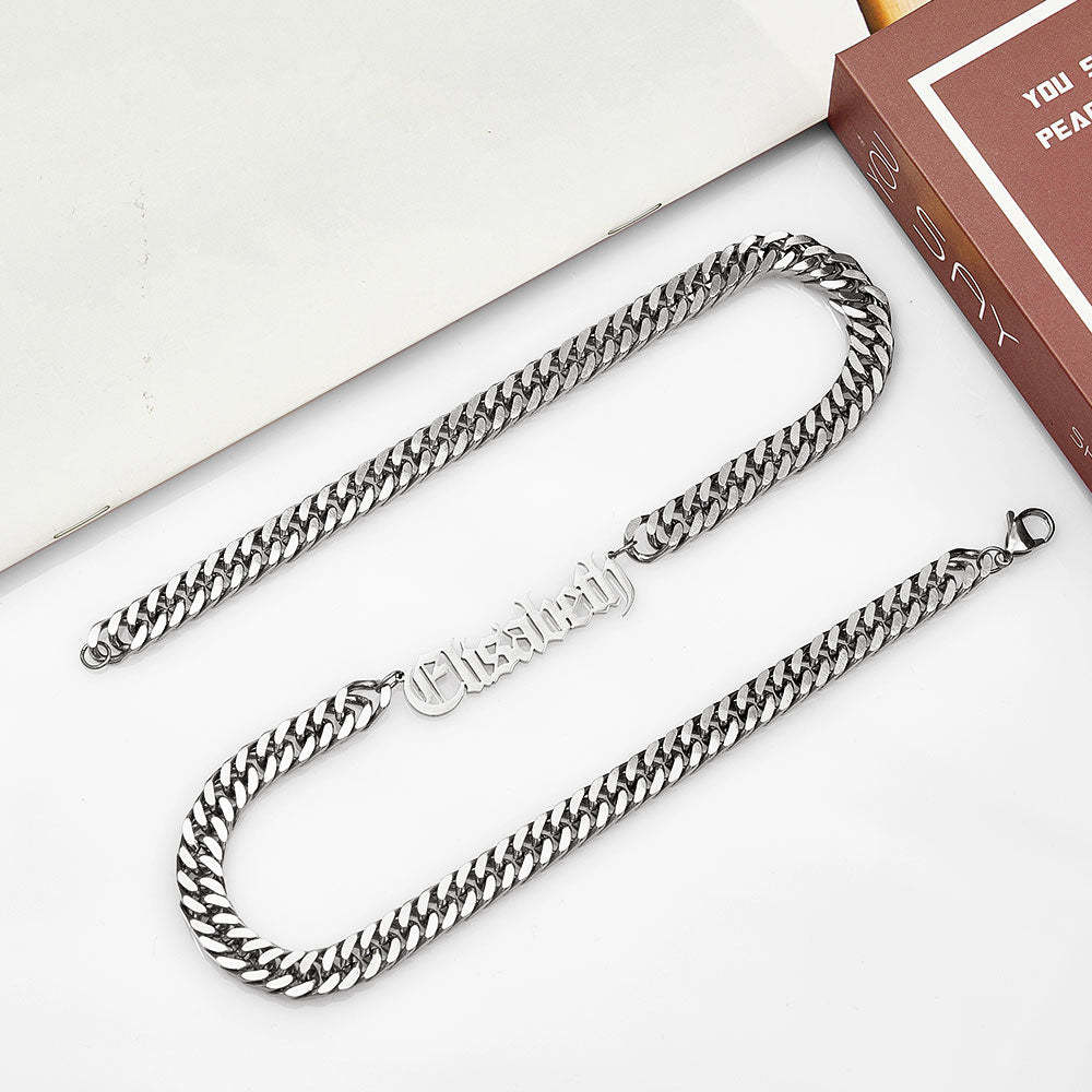 Custom 8mm Thick Cuban Chain Personalized Name Choker Gift for Women Men - yournamenecklaceuk