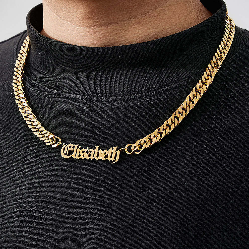 Custom 8mm Thick Cuban Chain Personalized Name Choker Gift for Women Men - yournamenecklaceuk