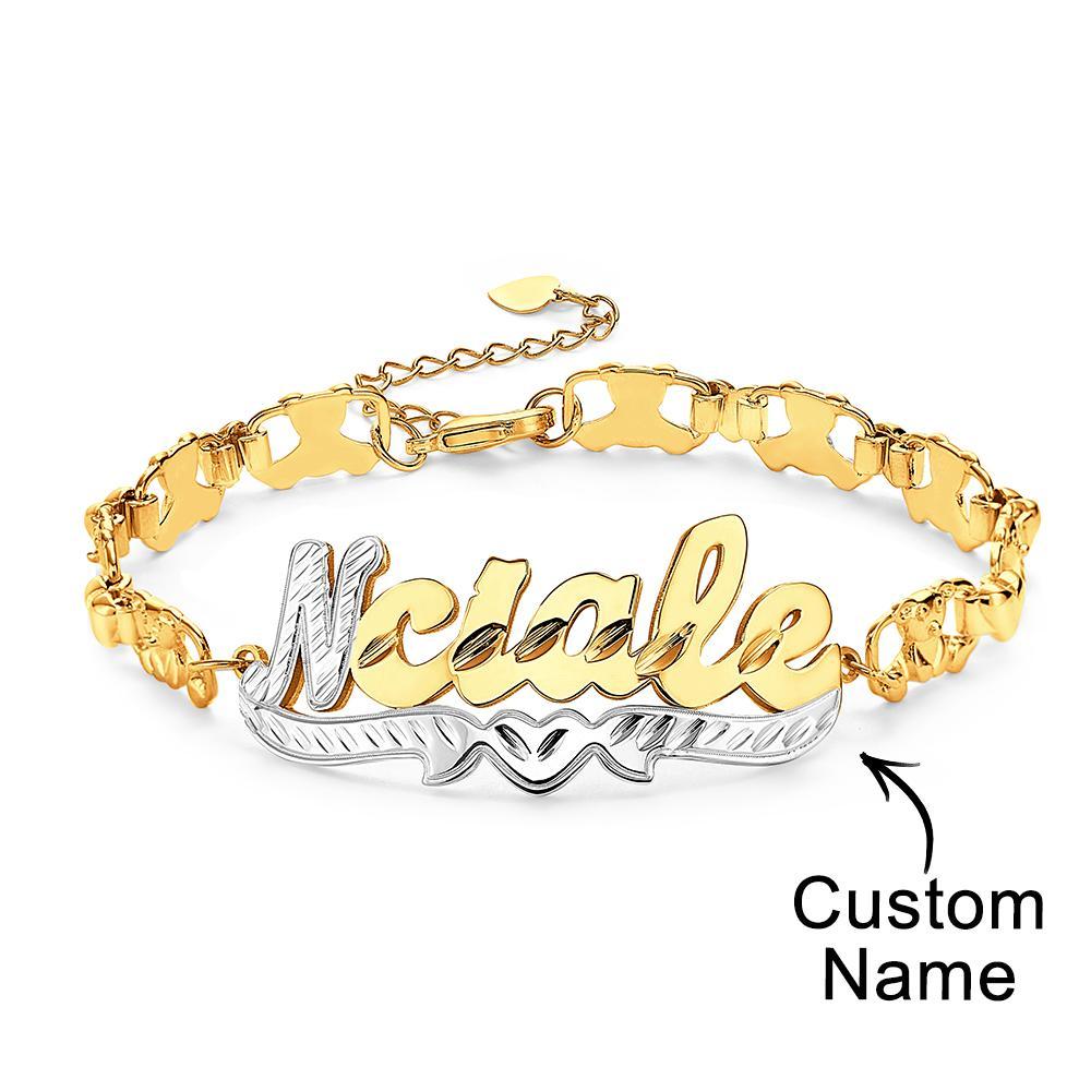 Personalized Hip Hop Name Bracelet Nameplate Love Heart Decor Fashion Bracelet Jewelry Gifts For Men - yournamenecklaceuk