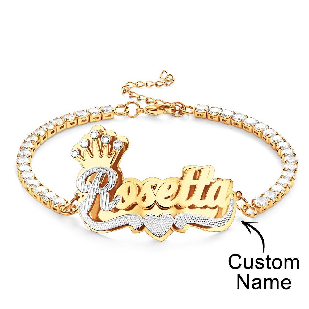 Personalized Hip Hop Name Bracelet With Crown Adjustable Zircon Bracelet Jewelry Gifts For Men - yournamenecklaceuk