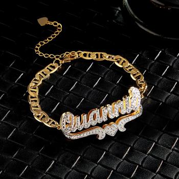 Personalized Hip Hop Name Bracelet Heart Decor Chain Bracelet Jewelry Gifts For Men - yournamenecklaceuk
