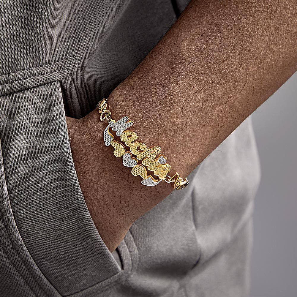 Personalized Hip Hop Name Bracelet Initial Chain Bracelet Jewelry Gifts For Men - yournamenecklaceuk