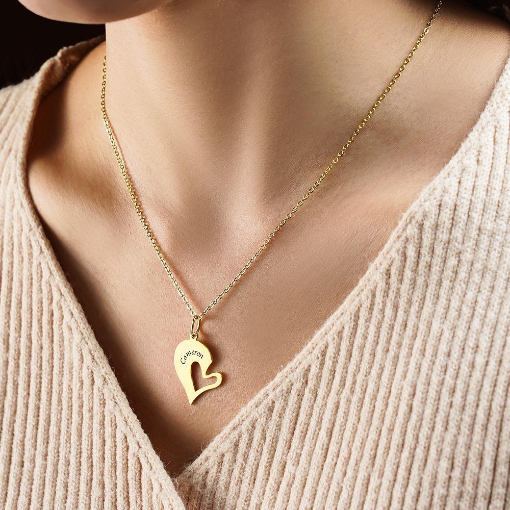 Personalized Engraved Heart Puzzle Necklace Custom Creative Pendant For Couples - yournamenecklaceuk