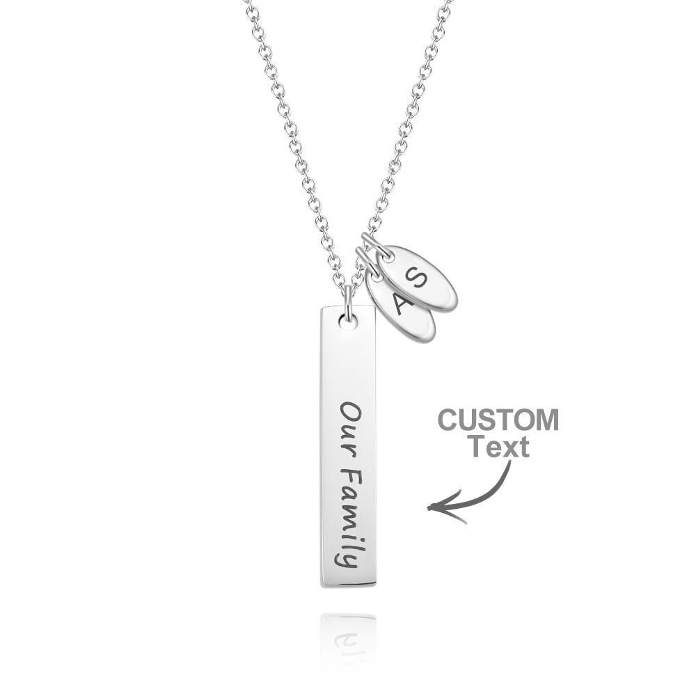 Custom Initial Leaf Bar Necklace Noble Engraved Name Pendant Gifts For Her - yournamenecklaceuk
