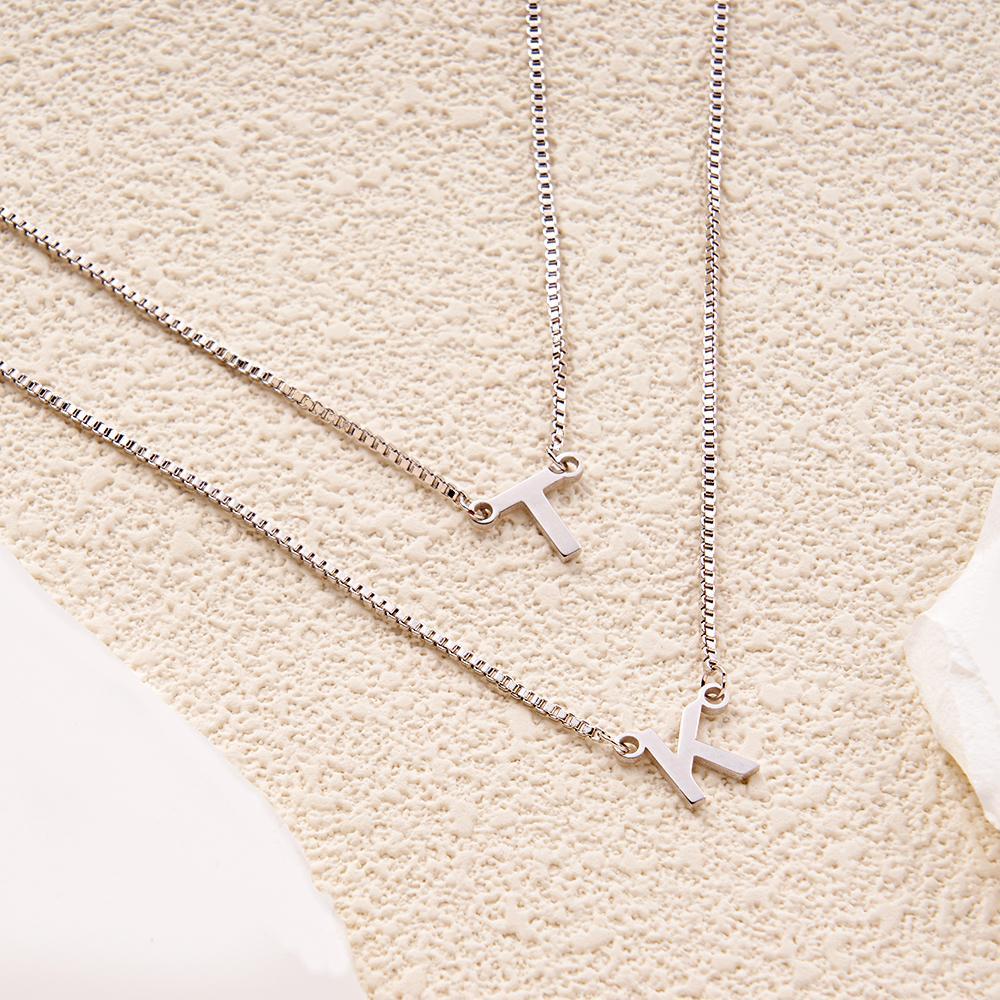 Double Chain Name Necklace Personalized Letter Necklace Initial Gift Necklace Gift For Women - yournamenecklaceuk