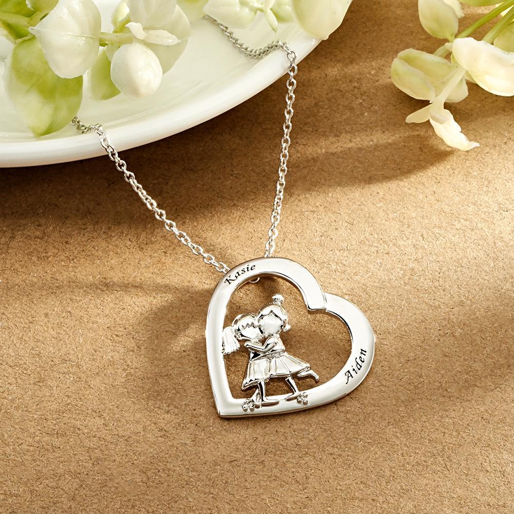 Custom Engraved Best Friends Necklace Personalized Heart Pendant Necklace Gifts For Her - yournamenecklaceuk