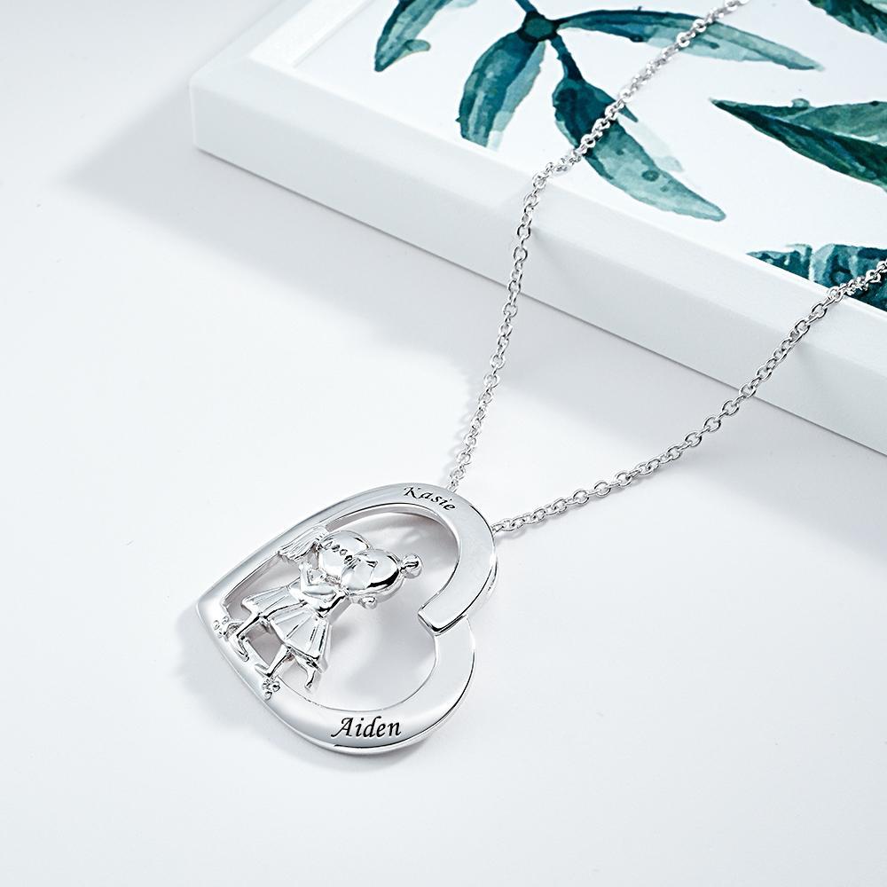Custom Engraved Best Friends Necklace Personalized Heart Pendant Necklace Gifts For Her - yournamenecklaceuk