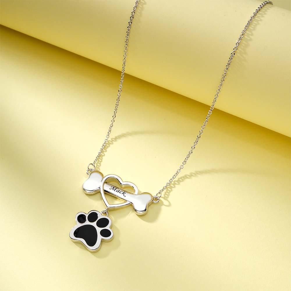 Engravable Pet Paw Theme Necklace Bone Pendant Jewelry For Pet Lovers - yournamenecklaceuk