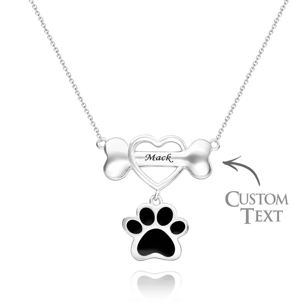 Engravable Pet Paw Theme Necklace Bone Pendant Jewelry For Pet Lovers - yournamenecklaceuk