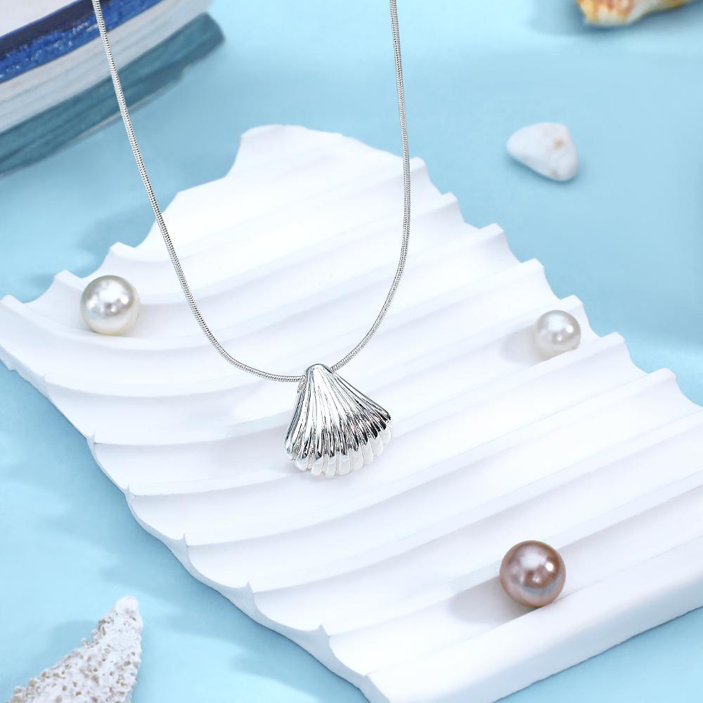 Custom Engraved Necklace Scallop Shell Pendant Gift - yournamenecklaceuk
