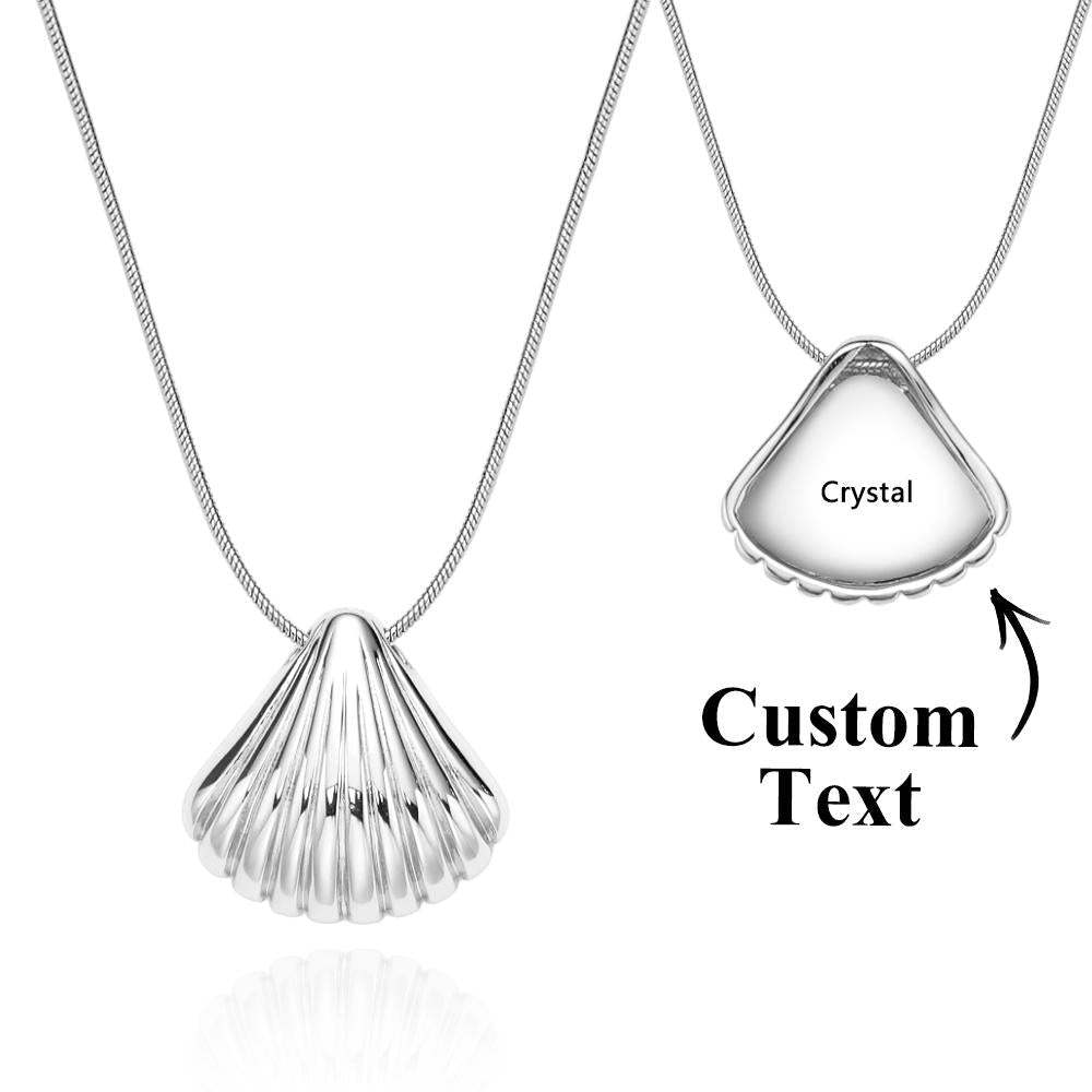 Custom Engraved Necklace Scallop Shell Pendant Gift - yournamenecklaceuk