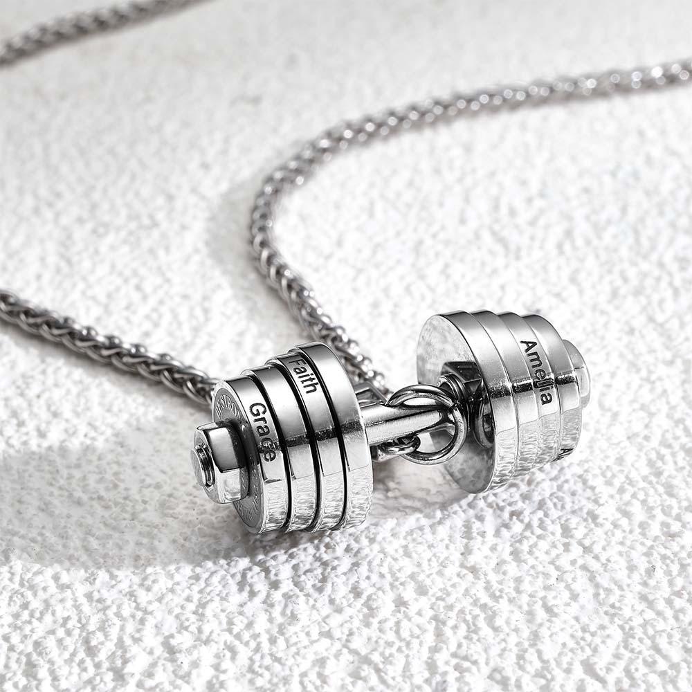 Personalized DAD Dumbbell Charm Necklace Fashionable Pendant Father's Day Gift - yournamenecklaceuk