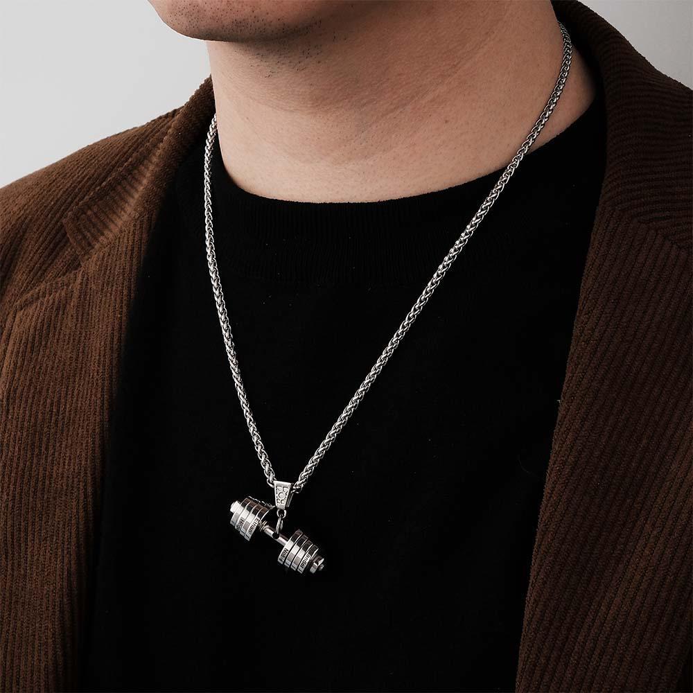 Personalized DAD Dumbbell Charm Necklace Fashionable Pendant Father's Day Gift - yournamenecklaceuk