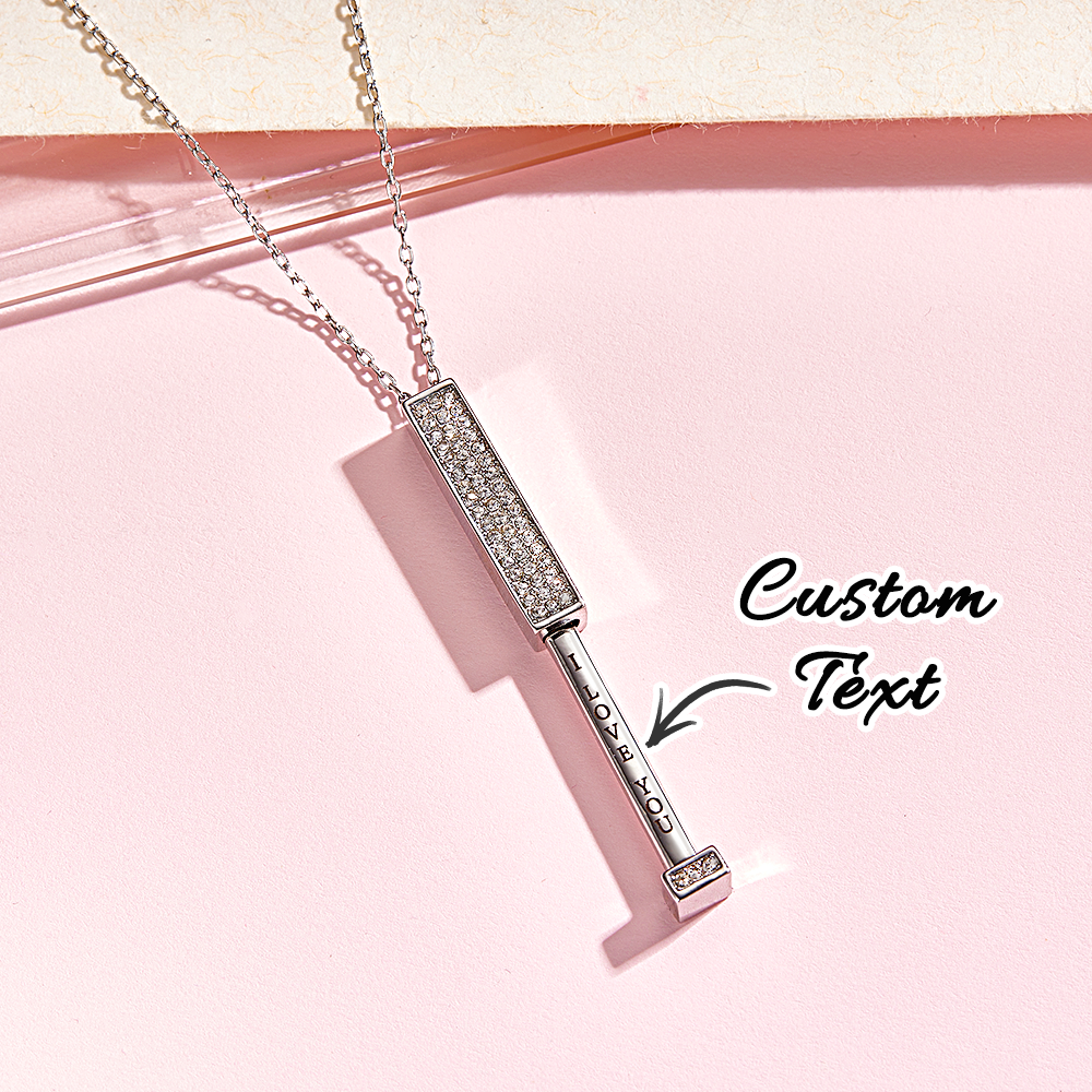 Custom Engraved Bar Necklace with Zircon Personalized Vertical Bar Necklace Hide Message Necklace Surprise Gift for Her -  NameNecklaceUK