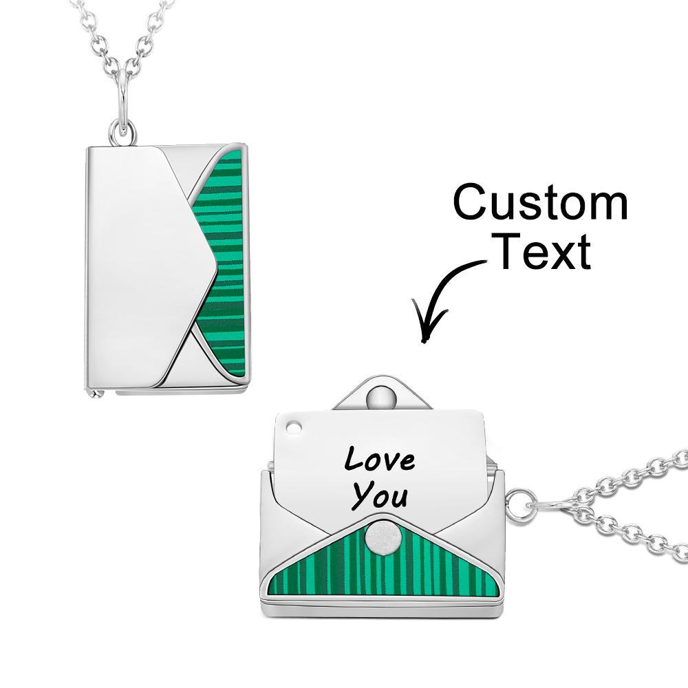 Engraved Envelope Letter Necklace Green Shell Striped Name Necklace - yournamenecklaceuk