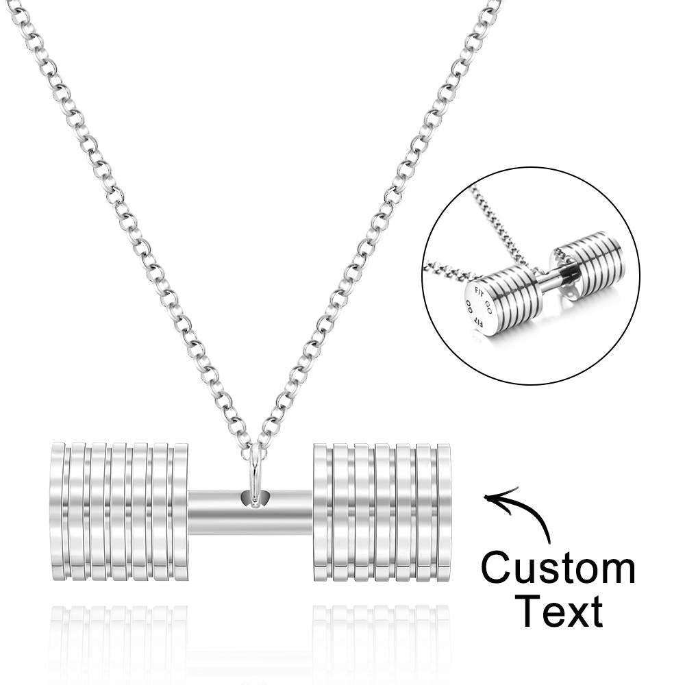 Engraved Weightlifting Small Barbell Necklace Hip Hop Fitness Lifting Necklace for Men Women - yournamenecklaceuk