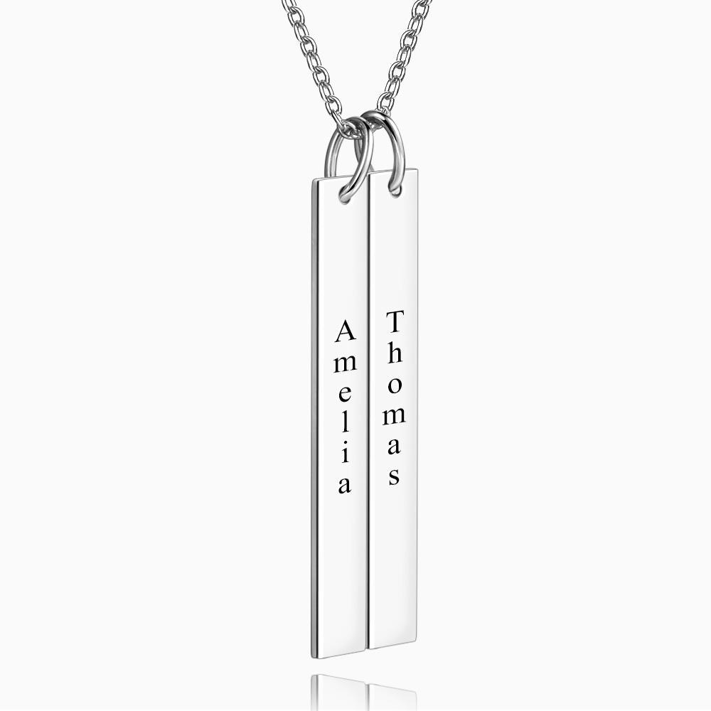 Vertical Two Bar Necklace With Engraving