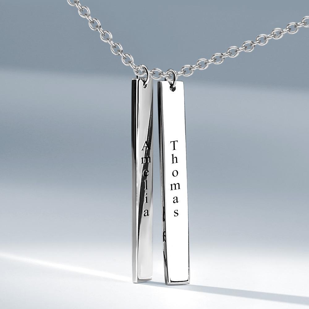 Vertical Two Bar Necklace With Engraving