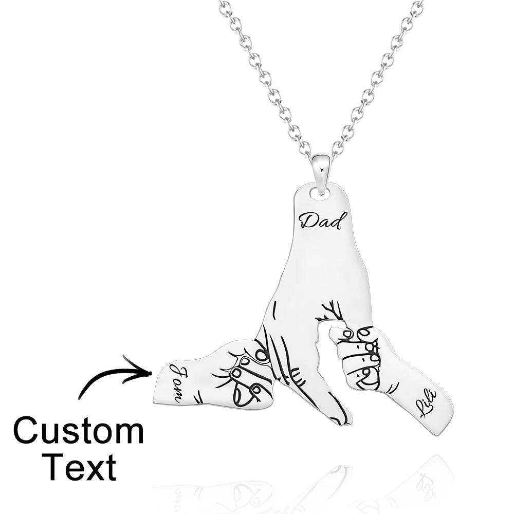 Custom Engraved Necklace Big Hands Small Hands Name Necklace Creative Gift - yournamenecklaceuk