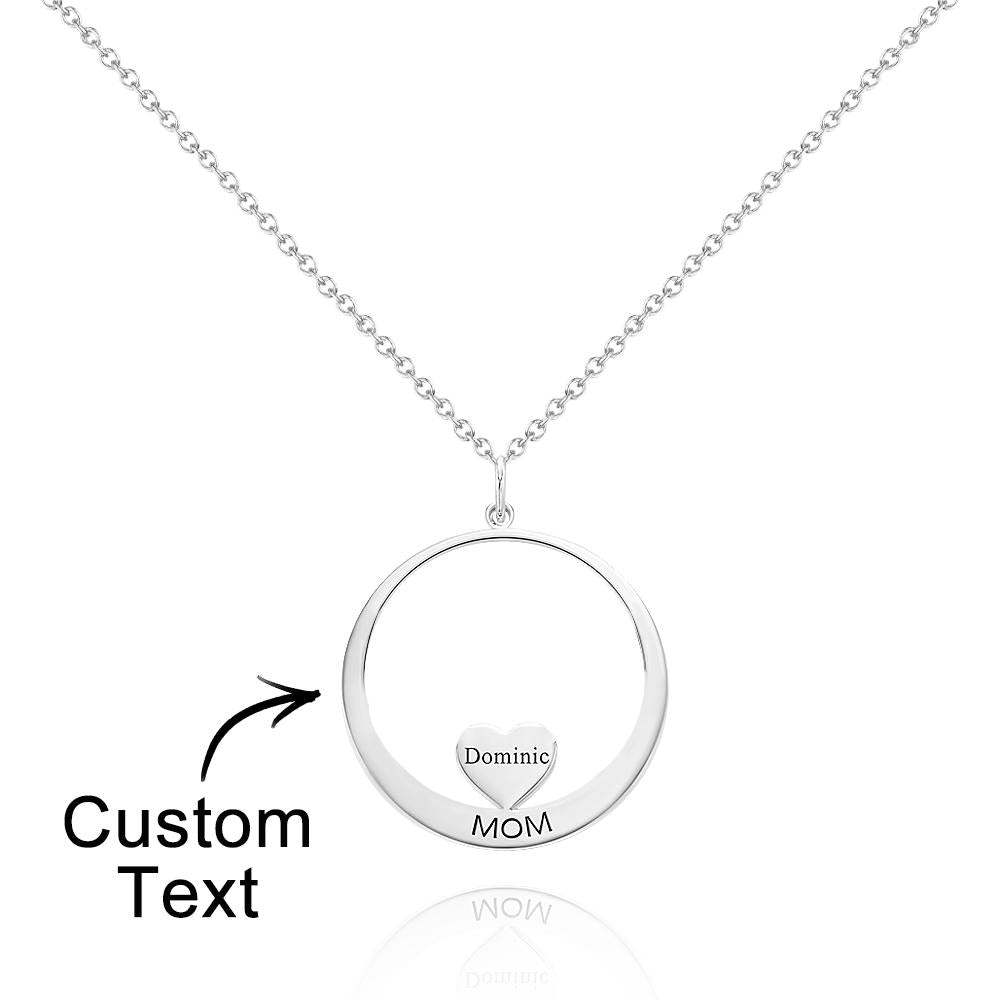 Custom Engraved Necklace Circle Hearts Mom Pendant Necklace Creative Gift - yournamenecklaceuk