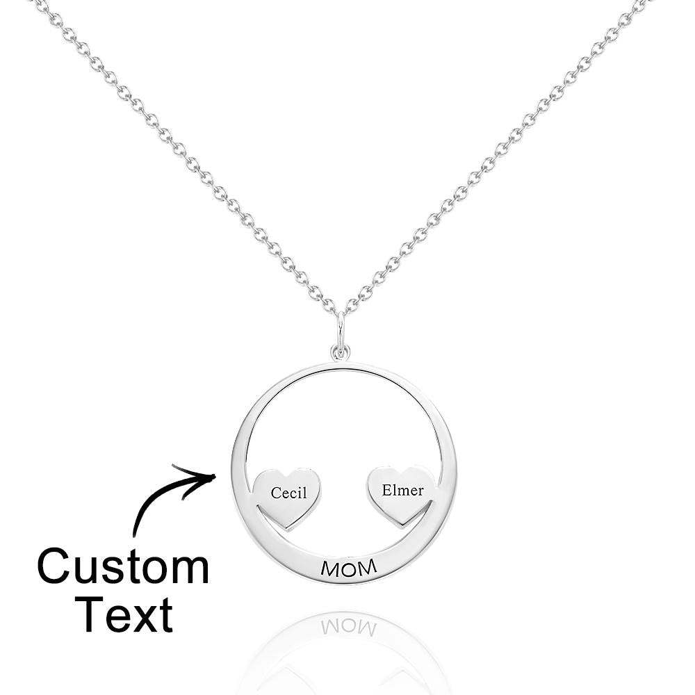 Custom Engraved Necklace Circle Hearts Mom Pendant Necklace Creative Gift - yournamenecklaceuk