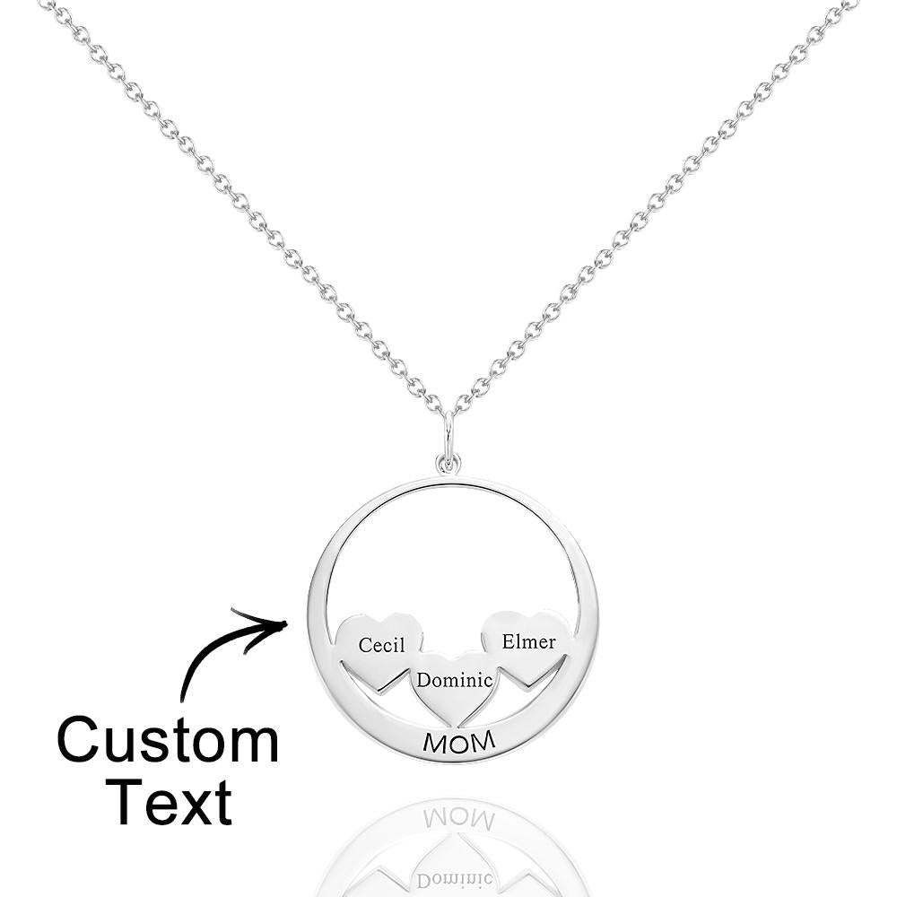Custom Engraved Necklace Circle Hearts Mom Pendant Necklace Creative Gift - yournamenecklaceuk