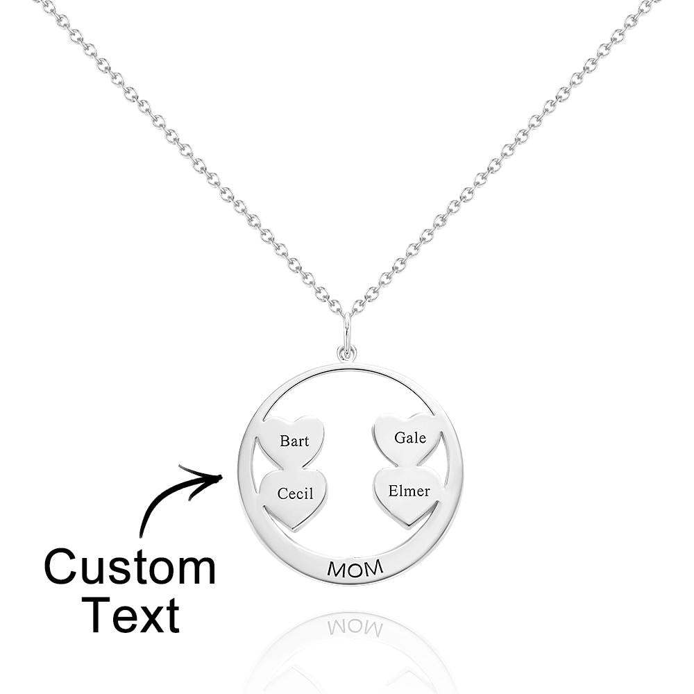 Custom Engraved Necklace Circle Hearts Mom Pendant Necklace Creative Gift - yournamenecklaceuk