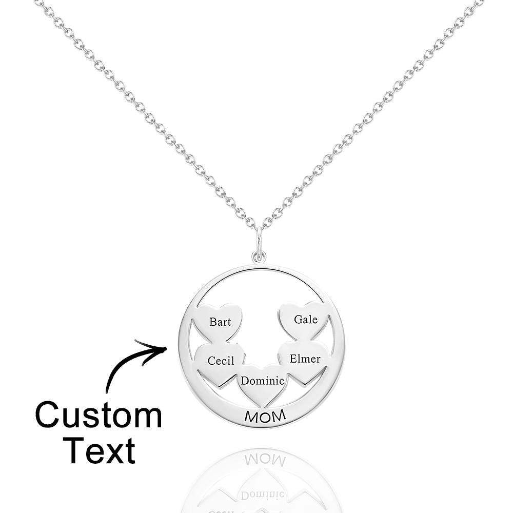 Custom Engraved Necklace Circle Hearts Mom Pendant Necklace Creative Gift - yournamenecklaceuk