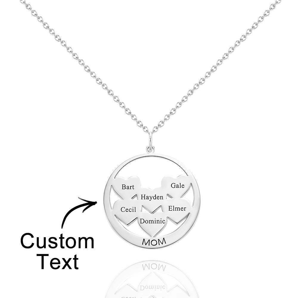Custom Engraved Necklace Circle Hearts Mom Pendant Necklace Creative Gift - yournamenecklaceuk