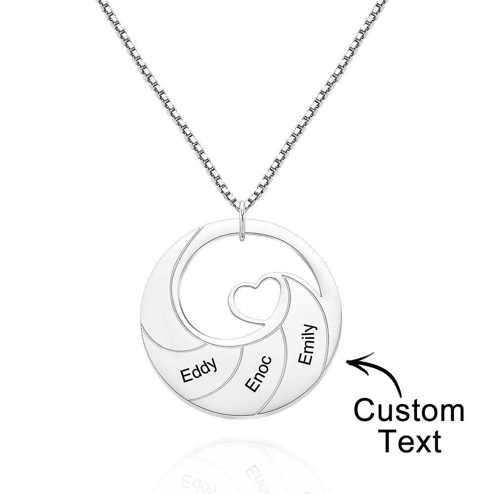Custom Engraved Necklace Round Spiral Heart Simple Gifts - yournamenecklaceuk