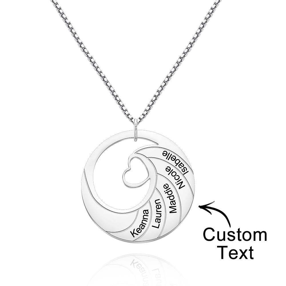 Custom Engraved Necklace Round Spiral Heart Simple Gifts - yournamenecklaceuk