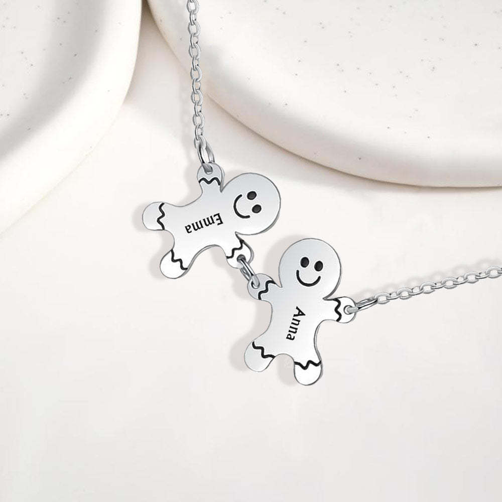 Personalized Name Gingerbread Men Necklace Christmas Gift - yournamenecklaceuk