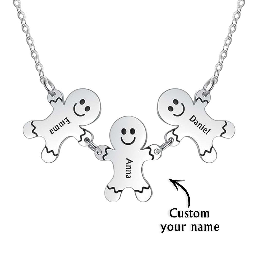 Personalized Name Gingerbread Men Necklace Christmas Gift - yournamenecklaceuk