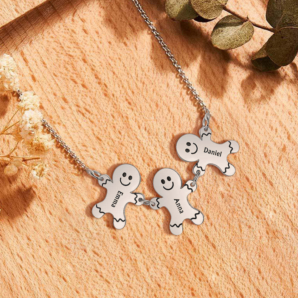 Personalized Name Gingerbread Men Necklace Christmas Gift - yournamenecklaceuk