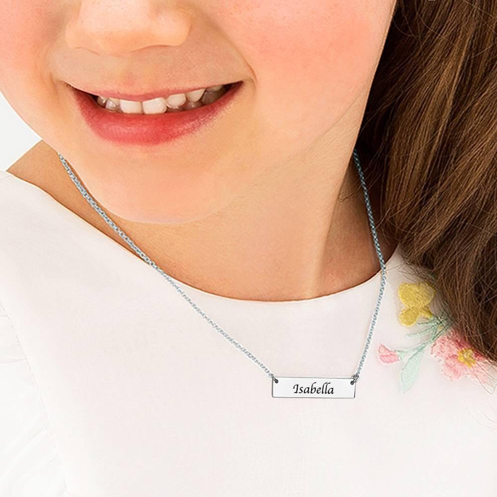 Children's Engraved Bar Necklace Platinum Plated - yournamenecklaceuk