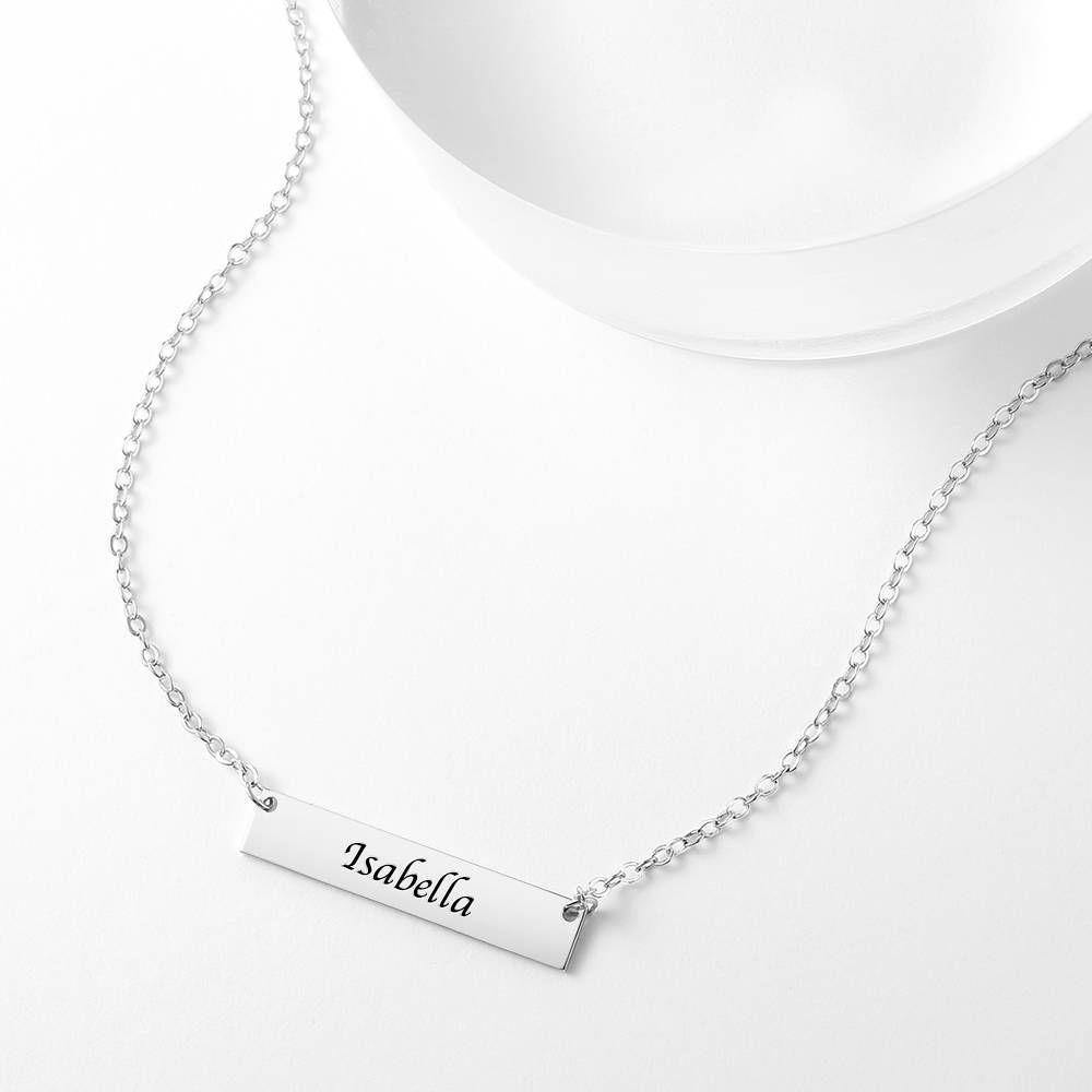 Children's Engraved Bar Necklace Platinum Plated - yournamenecklaceuk