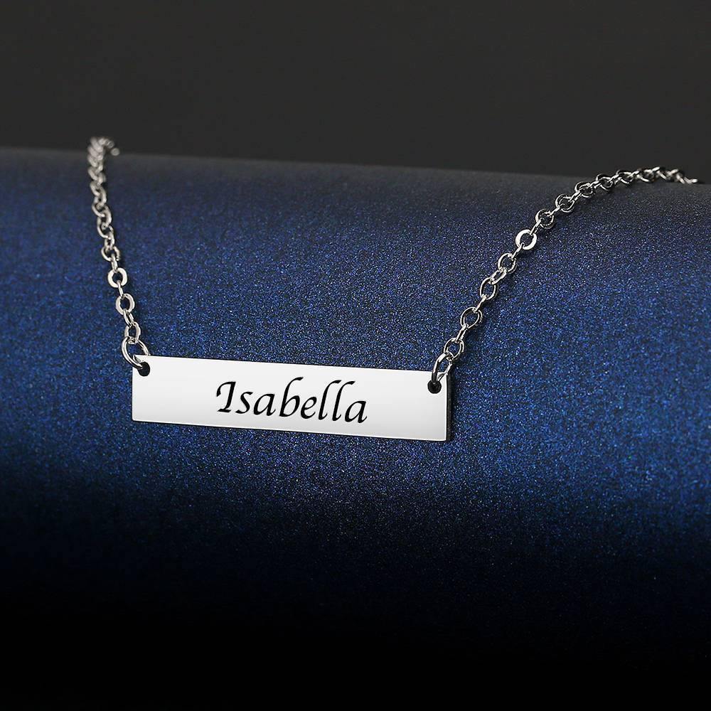 Children's Engraved Bar Necklace Platinum Plated - yournamenecklaceuk