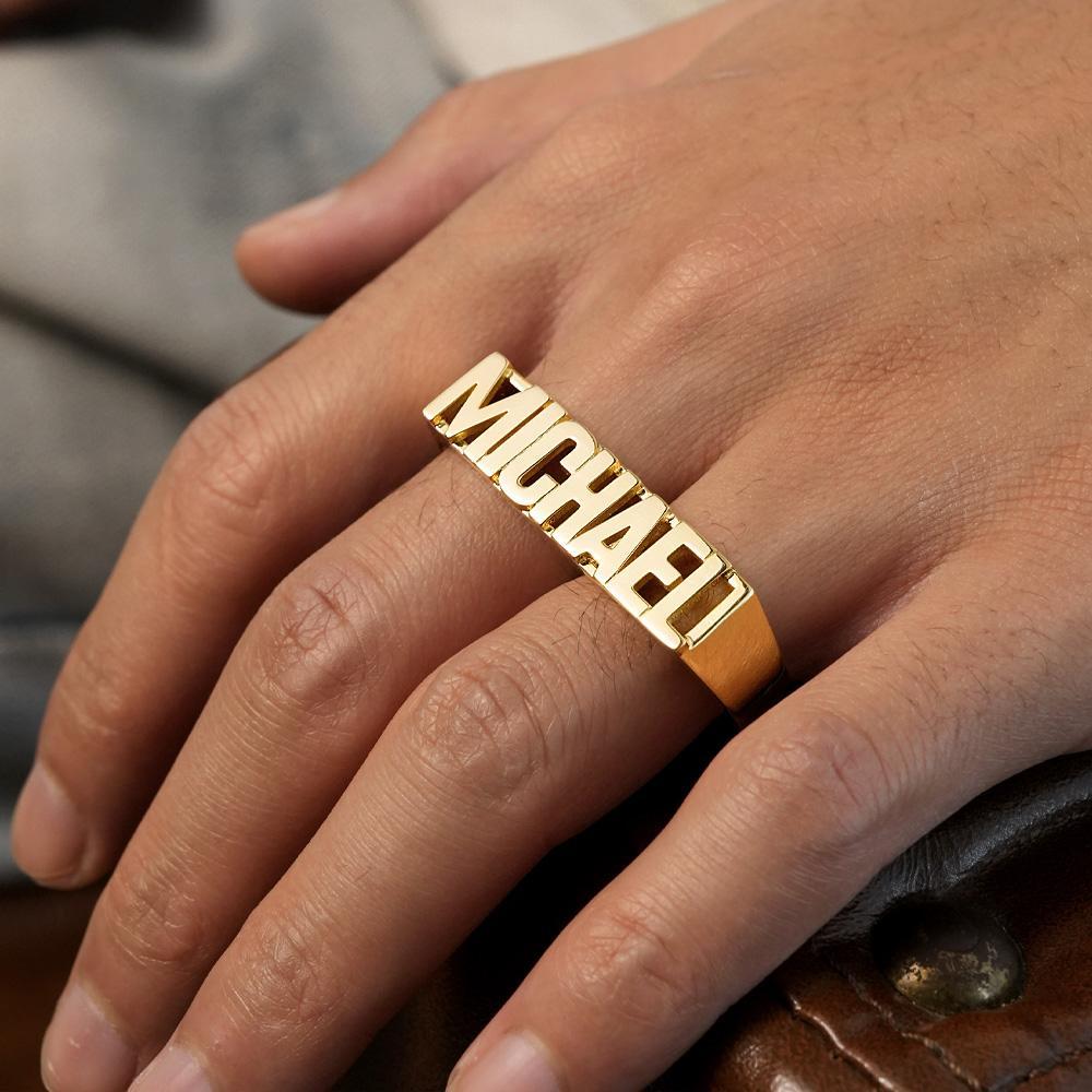 Custom Two Finger Name Ring Personalized Men's Double Band Ring - yournamenecklaceuk