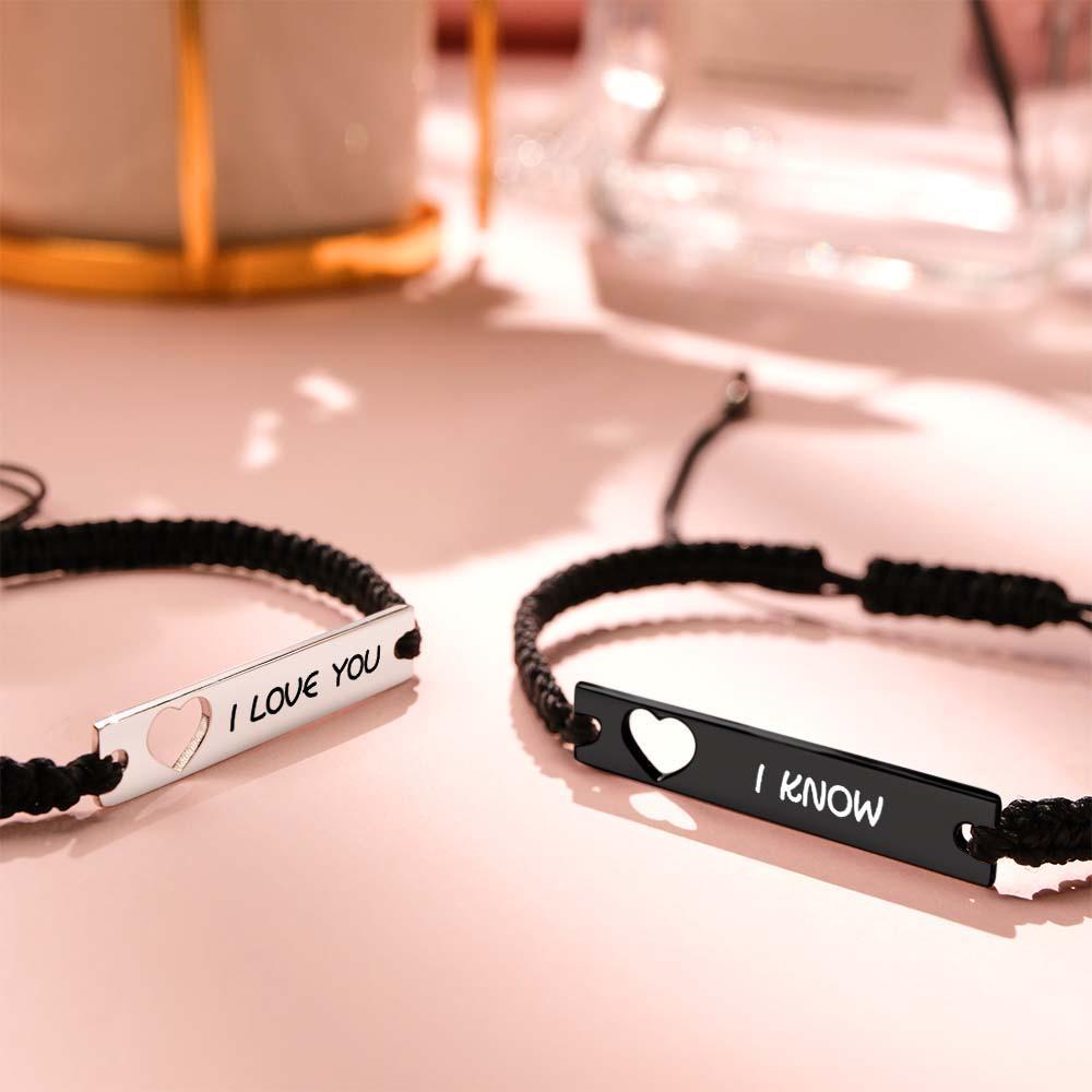 Custom Scannable Spotify Code Bracelet Braided Rope Couple Gifts - yournamenecklaceuk