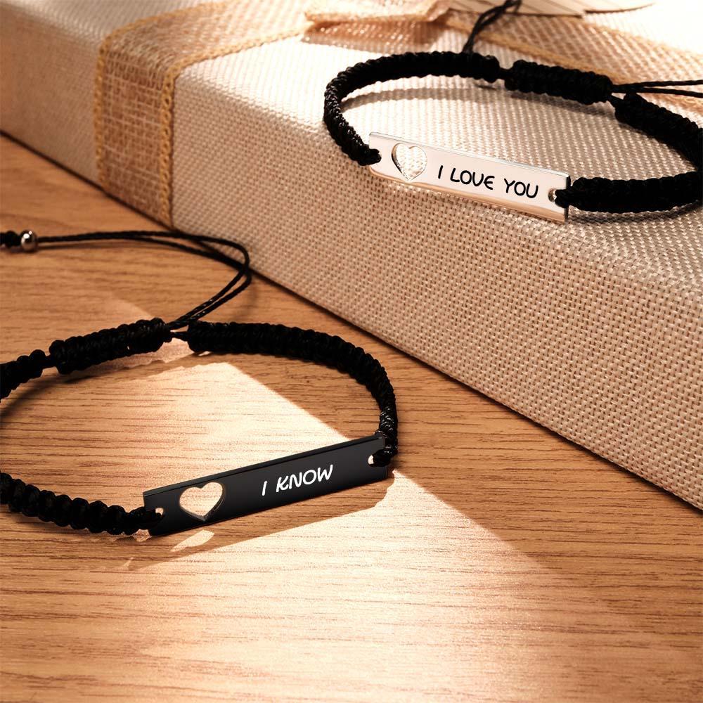 Custom Scannable Spotify Code Bracelet Braided Rope Couple Gifts - yournamenecklaceuk