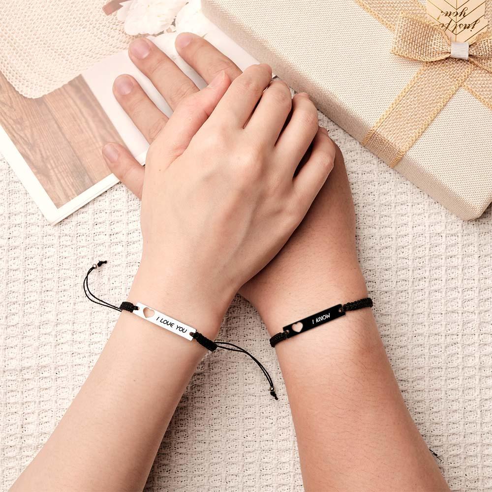 Custom Scannable Spotify Code Bracelet Braided Rope Couple Gifts - yournamenecklaceuk